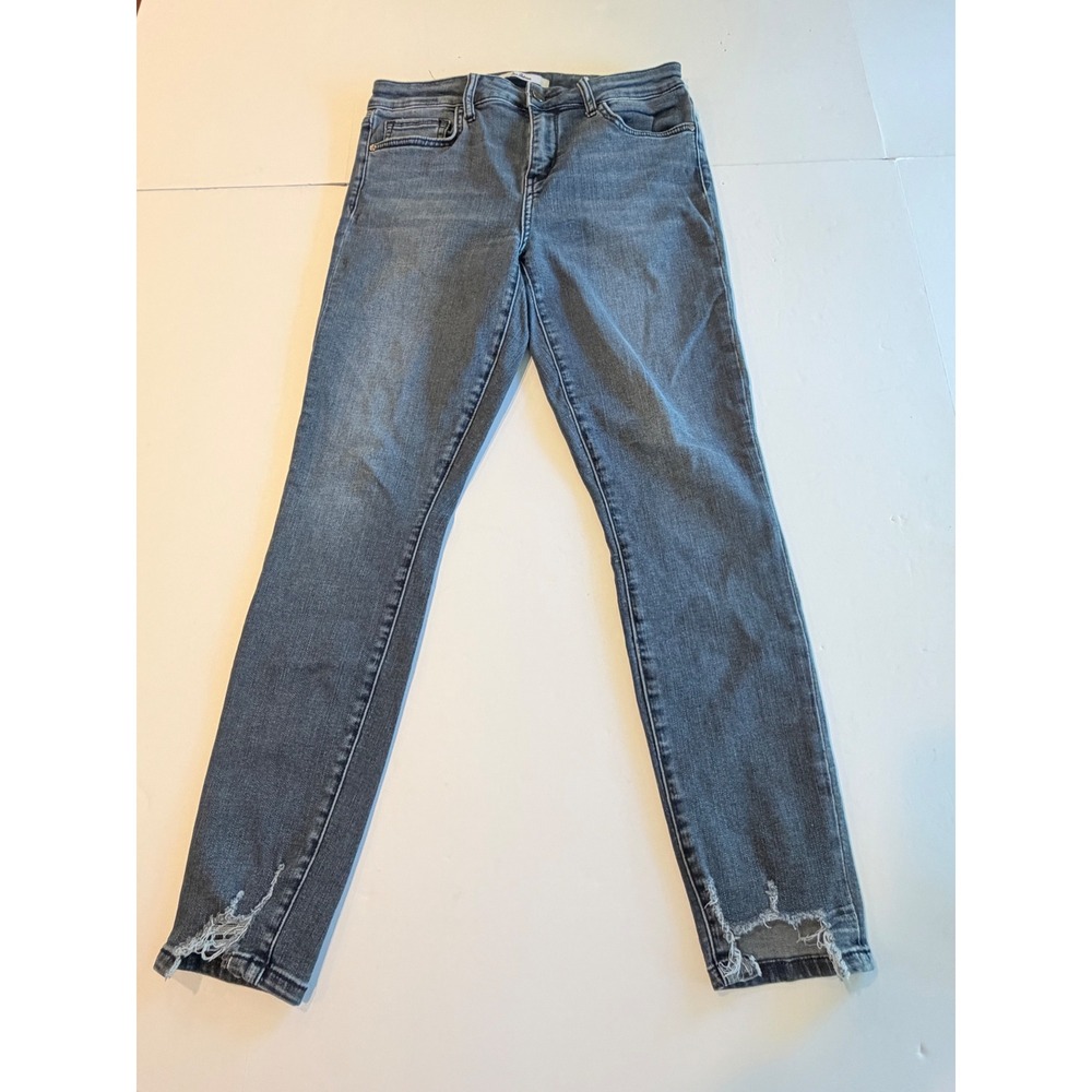 Sam Edelman The Kitten Mid Rise Skinny Ankle Jeans Grey Distressed‎ Step Hem 29
